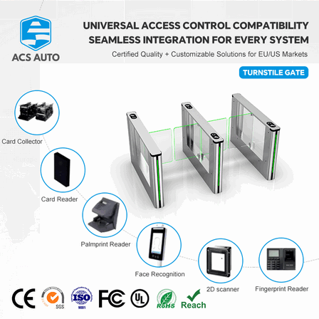Оптический распашной турникет IP55 с распознаванием лица и RFID