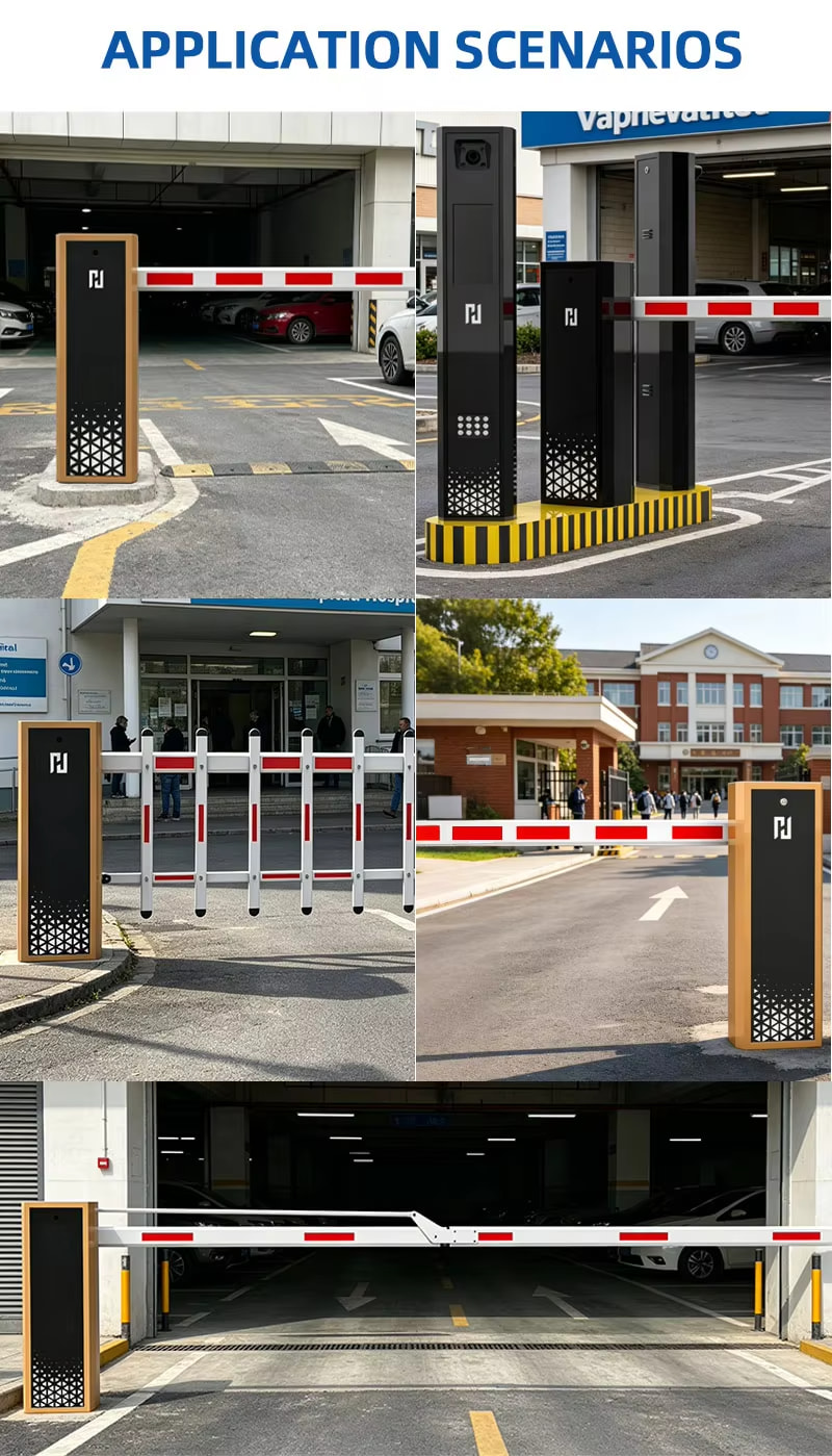 Parking lot barrier gate with integrated RFID and LPR camera