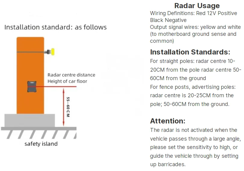 79ghz-integrated-vehicle-detection-radar-sensor-swing-gate-boom-barrier