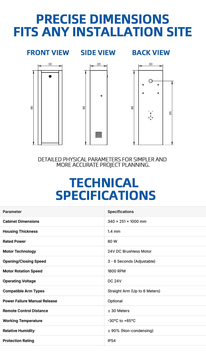 Baroxon commercial parking lot boom barrier gate mechanical assembly