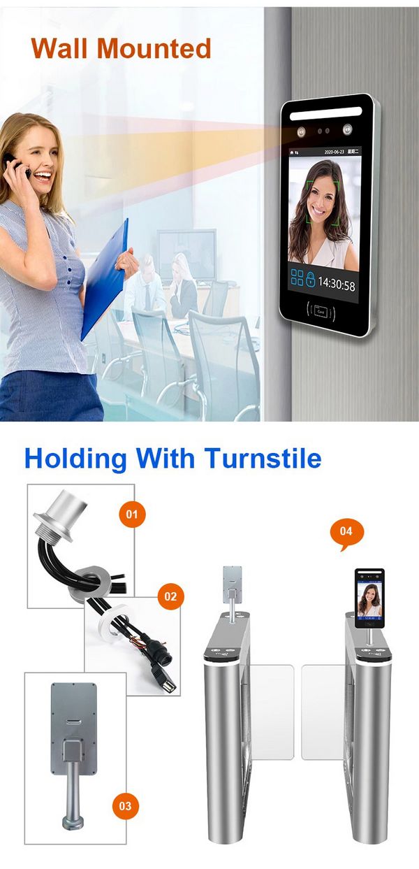 Modern Office Building Automatic Swing Barrier Turnstile Gate with Facial Recognition Attendance System – High-Speed Biometric Access Control System