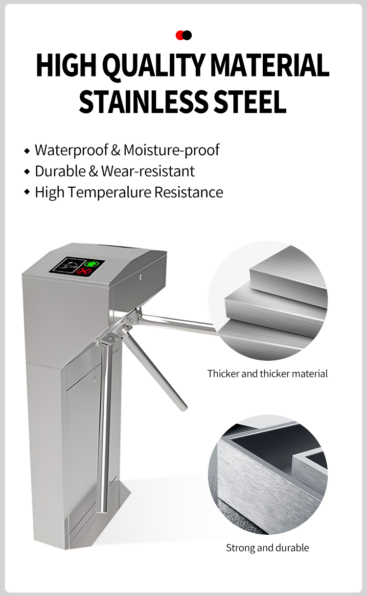 Semi-Automatic Stainless Steel 304 Tripod Turnstile Gate for Public Facilities – Durable Pedestrian Access Control System